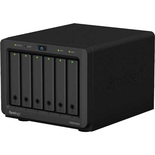 Synology DS620SLIM [DiskStation 6 Bay (2.5 inch) NAS 2 Core Celeron J3355 2GB Memory GBEX2 SATA compatible]