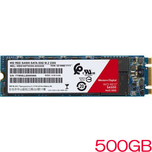 Western Digital WDS500G1R0B [WD RED SA500 NAS SATA SSD (500GB M.2 (2280) SATA 6G 350TBW 5 years warranty)]