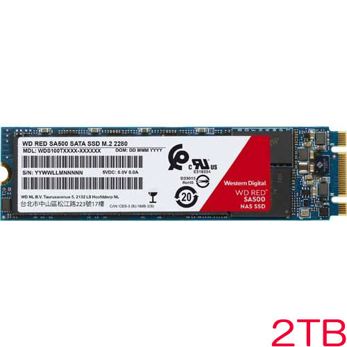 Western Digital WDS200T1R0B [WD RED SA500 NAS SATA SSD (2TB M.2 (2280) SATA 6G 1300TBW 5 years warranty)]
