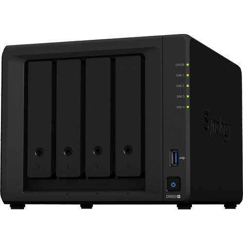 Synology DS920+ [DiskStation 4 Bay NAS 4 Core Celeron J4125 4GB Memory GBEX2 SATA compatible]