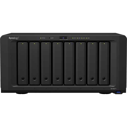 Synology DS1821+ [DiskStation 8 Bay NAS 4 Core AMD RYZEN V1500B 4GB Memory GBEX4 PCIe expansion SATA compatible]