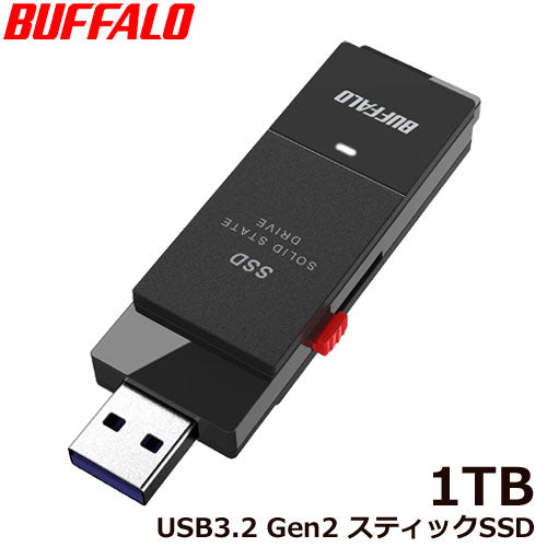 Buffalo SSD-SCT1.0U3BA/D [Portable SSD USB3.2 GEN2 Stick type TV recording compatible Type-C with connector 1.0TB black]