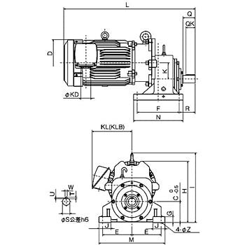 GEARED MOTOR GM-LJP Series (with Leg Installation) GM-LJP-15kW-1/5 Outdoor shape