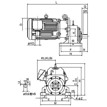 Geared motor GM-LJP series (with leg installation)GM-LJPB-11kw-1/5