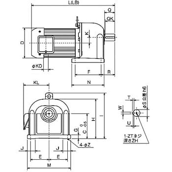 GEARED MOTOR GM-SP Series (with Leg Installation) GM-SP-1.5kw-1/30